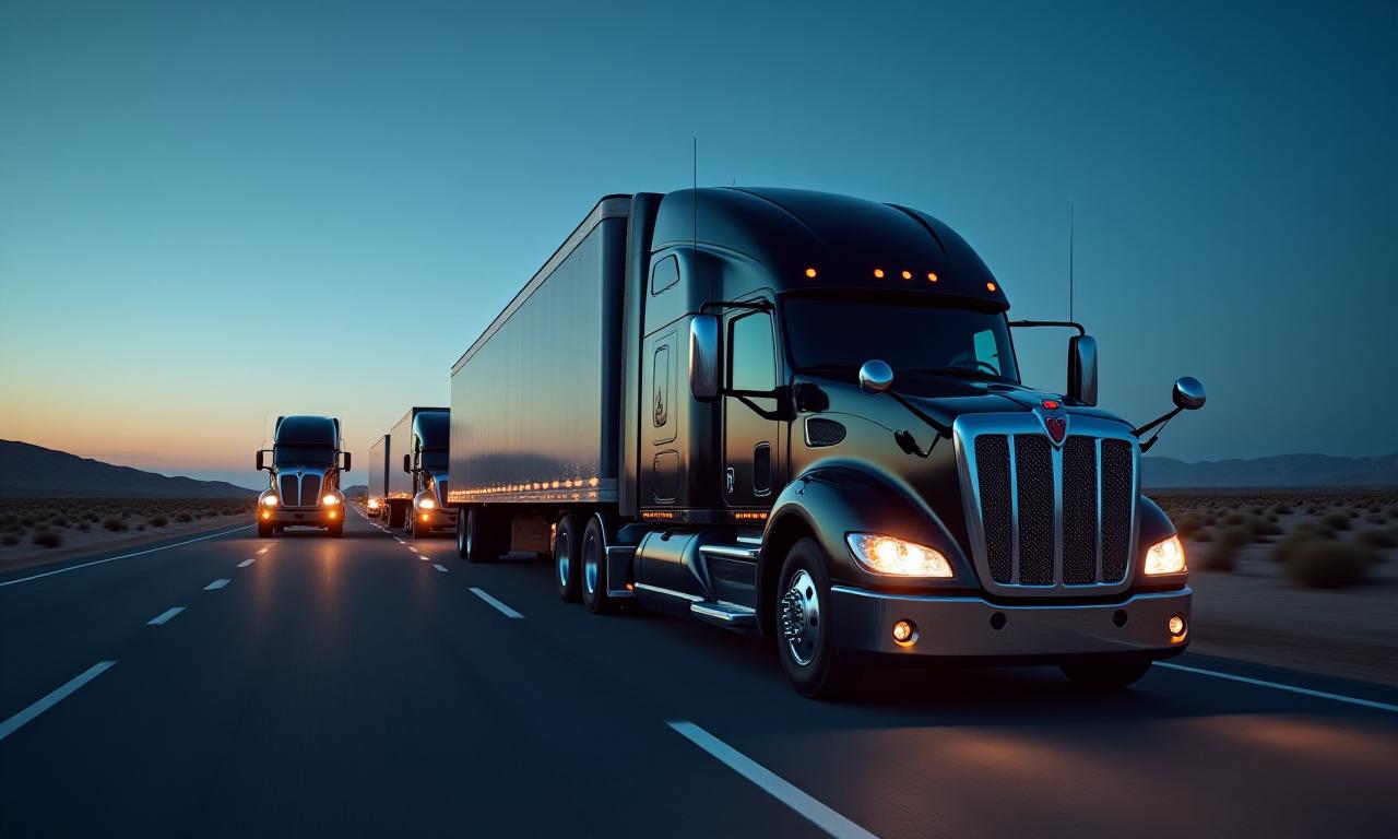 Trendflow Supply Chain Inc modern heavy-duty trucks on an open highway